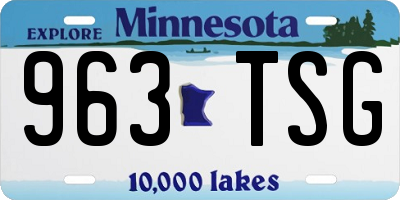 MN license plate 963TSG
