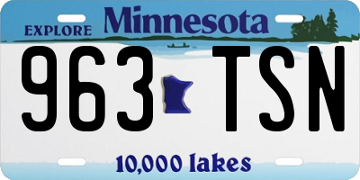 MN license plate 963TSN