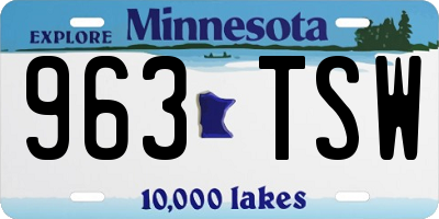 MN license plate 963TSW