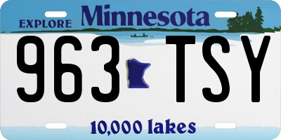 MN license plate 963TSY