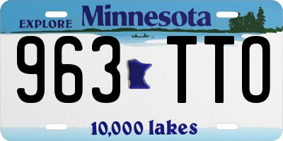 MN license plate 963TTO