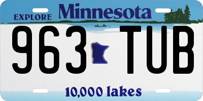 MN license plate 963TUB