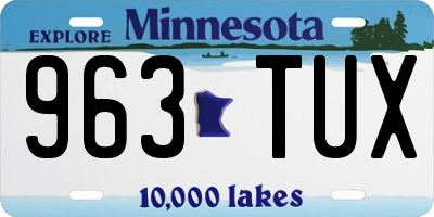 MN license plate 963TUX