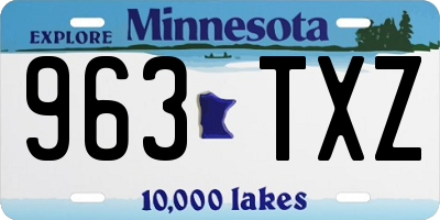 MN license plate 963TXZ