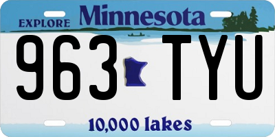 MN license plate 963TYU