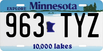 MN license plate 963TYZ
