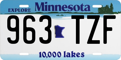 MN license plate 963TZF