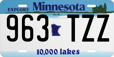 MN license plate 963TZZ