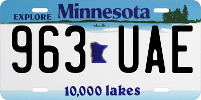 MN license plate 963UAE