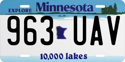 MN license plate 963UAV