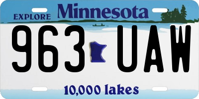 MN license plate 963UAW