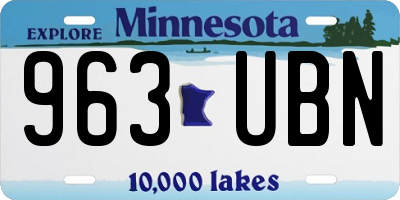 MN license plate 963UBN