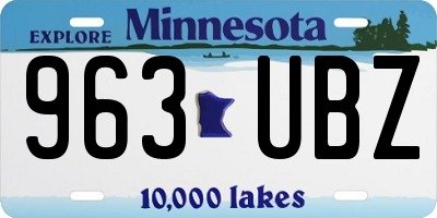 MN license plate 963UBZ