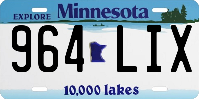 MN license plate 964LIX