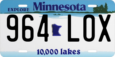 MN license plate 964LOX