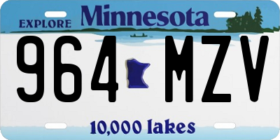 MN license plate 964MZV