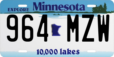MN license plate 964MZW