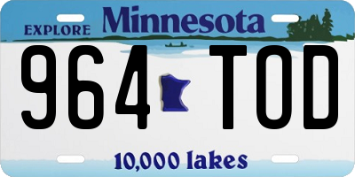 MN license plate 964TOD