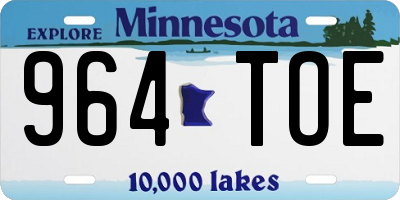MN license plate 964TOE