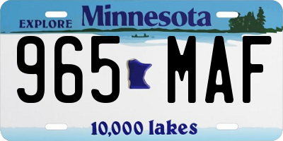 MN license plate 965MAF