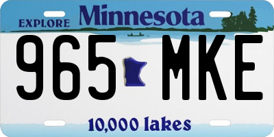 MN license plate 965MKE