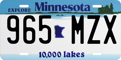 MN license plate 965MZX