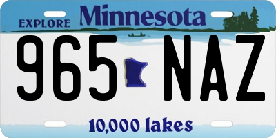 MN license plate 965NAZ