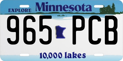 MN license plate 965PCB