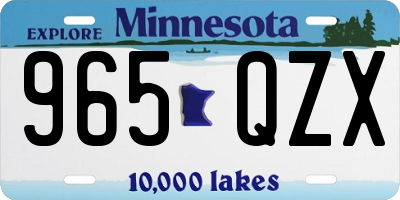 MN license plate 965QZX