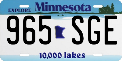 MN license plate 965SGE
