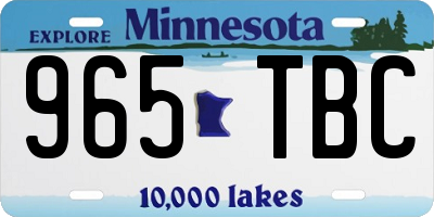 MN license plate 965TBC