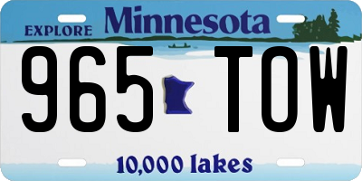 MN license plate 965TOW