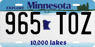 MN license plate 965TOZ