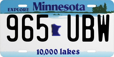 MN license plate 965UBW