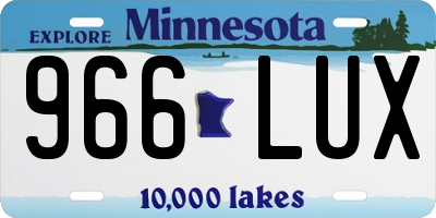 MN license plate 966LUX
