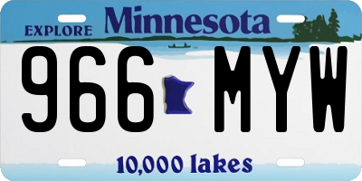 MN license plate 966MYW