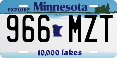 MN license plate 966MZT