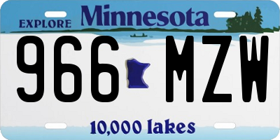 MN license plate 966MZW
