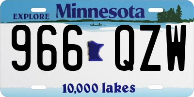 MN license plate 966QZW