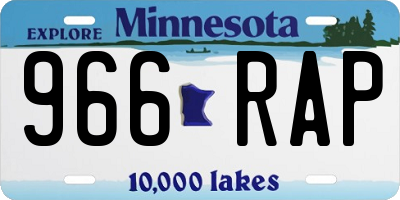 MN license plate 966RAP