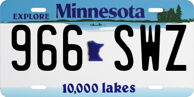 MN license plate 966SWZ