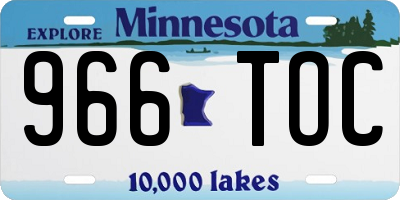 MN license plate 966TOC