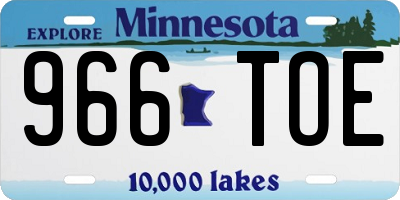 MN license plate 966TOE
