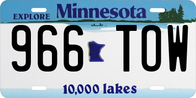 MN license plate 966TOW
