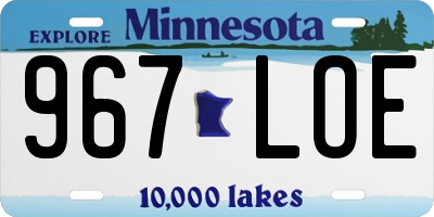 MN license plate 967LOE