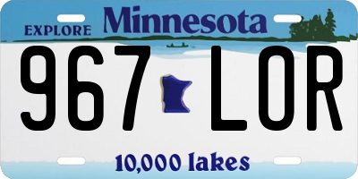 MN license plate 967LOR