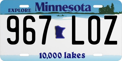 MN license plate 967LOZ