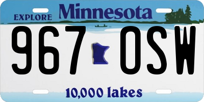 MN license plate 967OSW