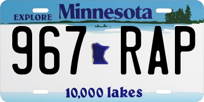 MN license plate 967RAP