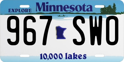 MN license plate 967SWO